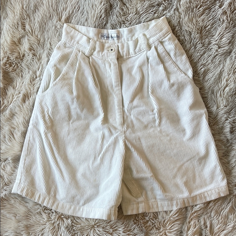 High Waisted Corduroy Women's Shorts in off white